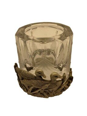 Christmas Tree  Duck Candle Holder Lodge Cottage Cabin Frosted Etched 3 Inch